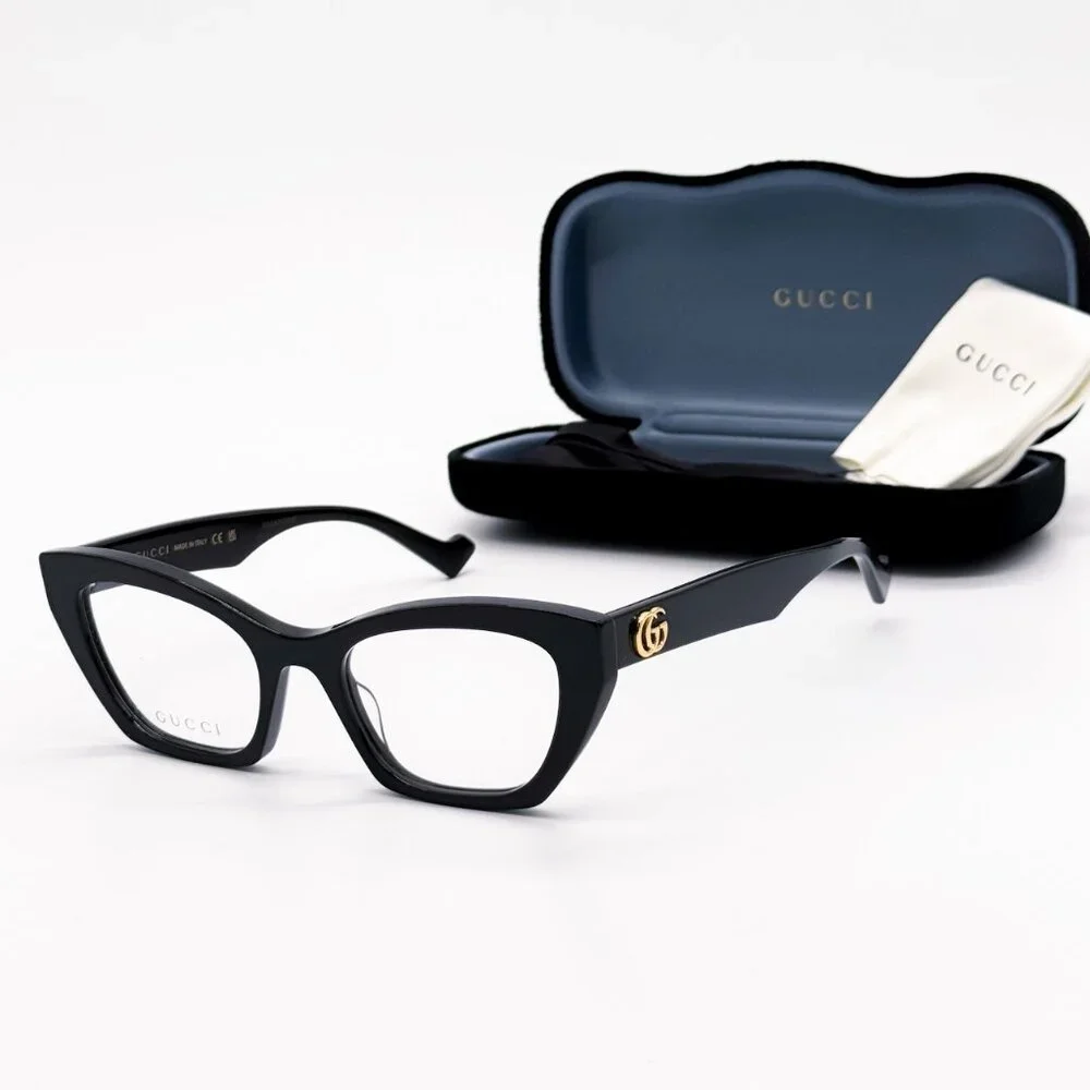 NEW GUCCI GG1334O 001 EYEGLASSES WOMEN BLACK CAT EYE EYEWEAR GUCCI